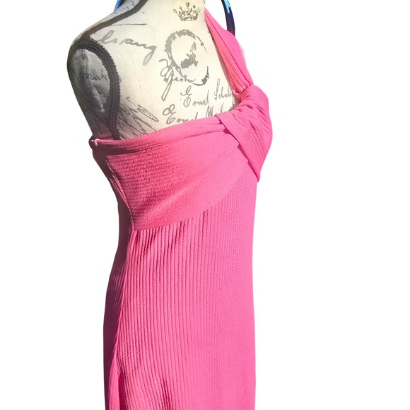 Anthropologie NWT Porridge Antonia Twist-Front Ribbed Maxi Dress Hot Pink Medium - Picture 6 of 15